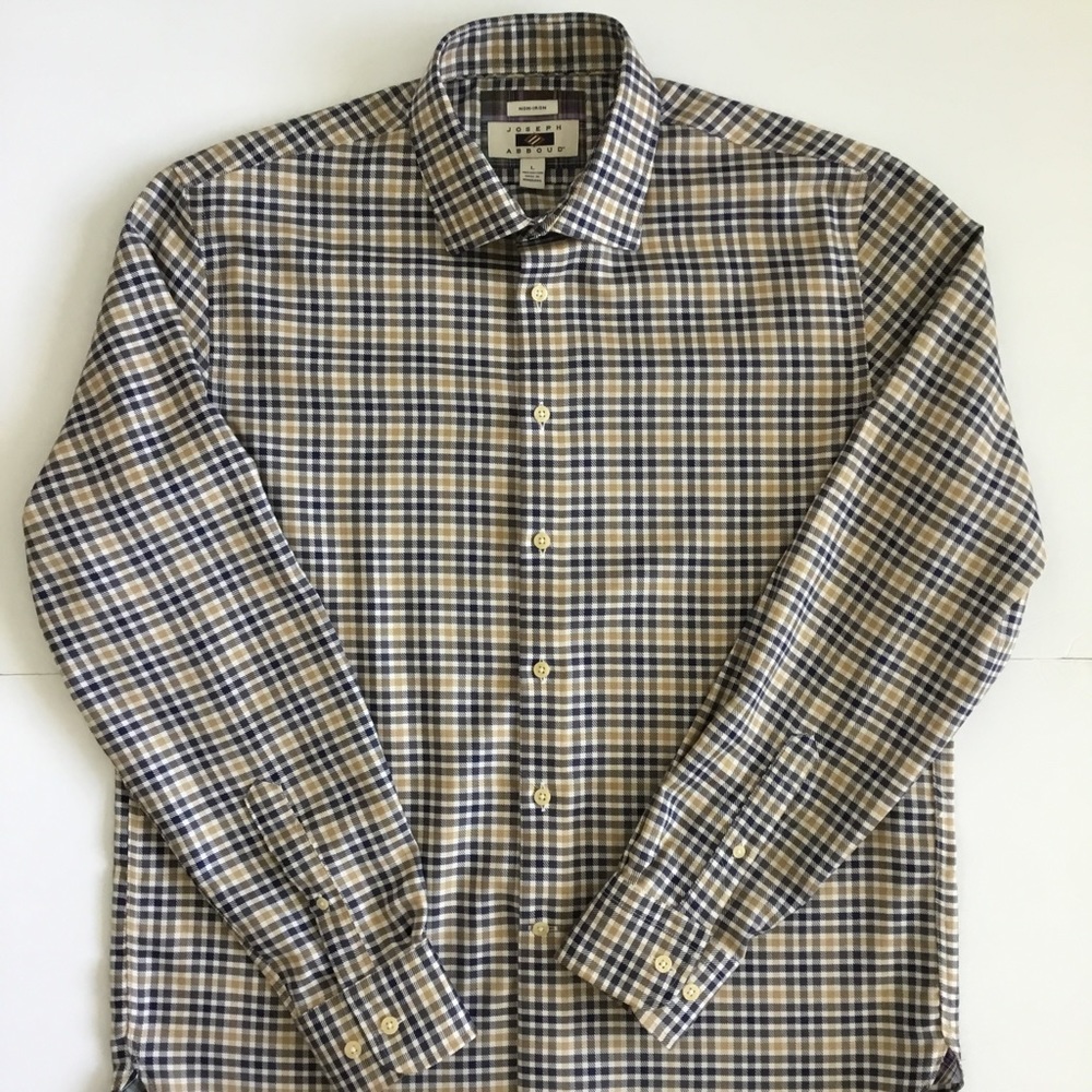 Joseph Abboud Men’s Shirt Plaid Non-Iron Size L